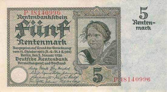 5 Rentenmark 1926 Ro.164b P